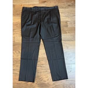 Jack Victor Men's Black Charcoal 100% Wool Pleated Chester Pant 54 x 36 Unhemmed